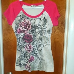 Women's Rhinestone Flowers Southpole Top